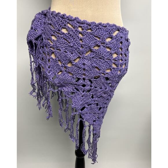 VTG Crocheted Shawl OOAK Handmade Lavender Purple Boho Wrap Hippie Fairy Whimsy - Picture 12 of 12